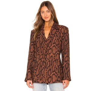 We Wore What Shaped Blazer Jacket in Brown Snakeskin Danielle Bernstein